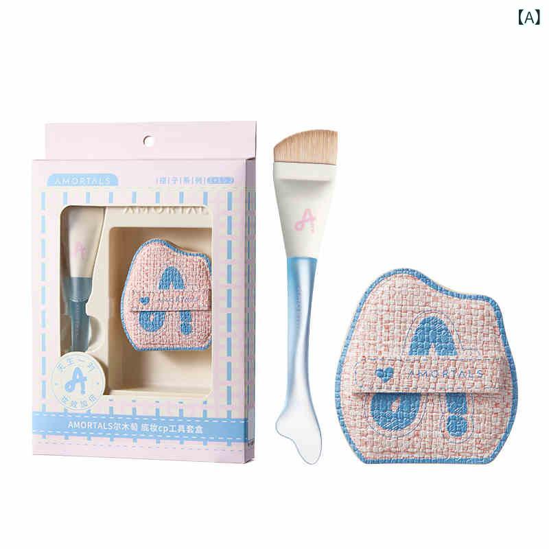 ファンデーションブラシ 魚尾型 薄型 フラット 刀锋 無痕 リキッド 化粧ブラシ ベースメイク メイクアップ(x2)