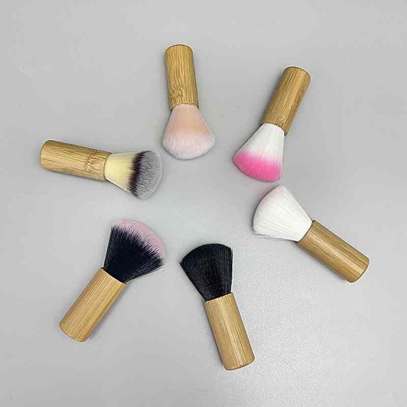 楽天リモコンタウンエコ 楽天市場店フェイスブラシ 竹製 短柄 人工繊維 チーク フェイスパウダー パウダー 化粧 ブラシ メイクアップ ツール（x500）