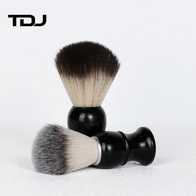 ひげブラシ メンズ 男性用 ひげ剃り 髭剃り ブラシ ABS樹脂ハンドル 黒 洗顔 ナイロン イノシシ毛
