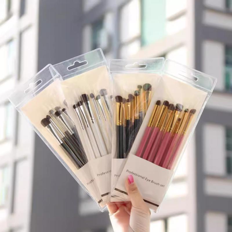 アイシャドウブラシ 7本セット 馬毛 黒 金 ブラック ゴールド アイメイク 携帯用