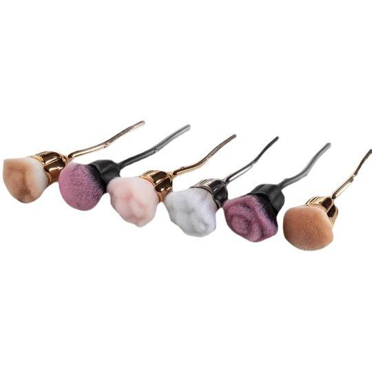 メイクブラシ レディース 散粉ブラシ チークブラシ バラ ローズ 花 柔らかい 化粧ブラシ メイク道具 ピンク系 ゴールド シルバー