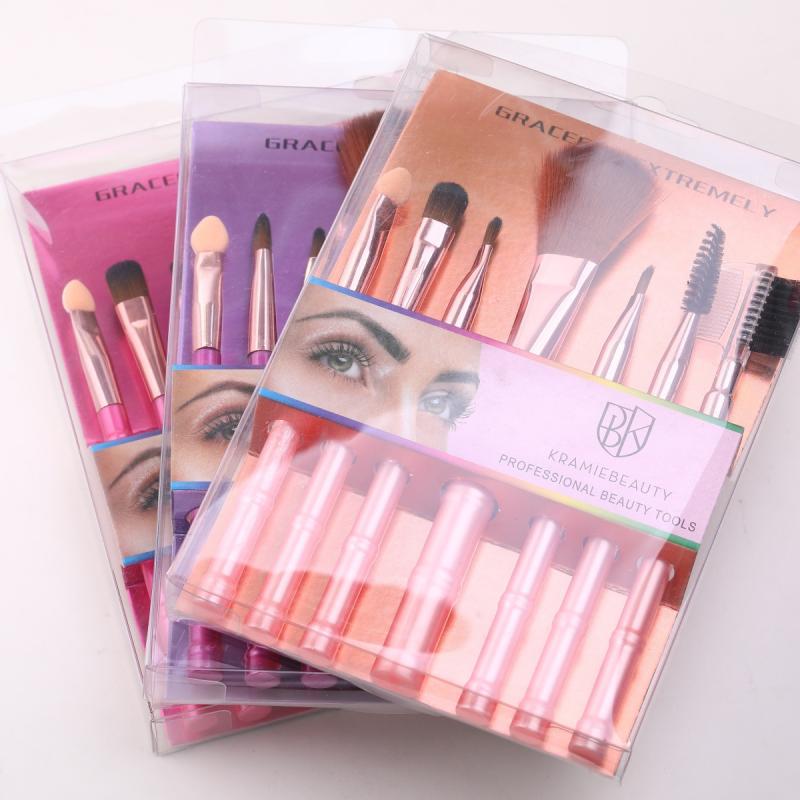 メイクブラシ 8本セット パウダーパフ付き 透明ケース メイクブラシセット ブラシセット ゴールド パープル ピンク系(x5)