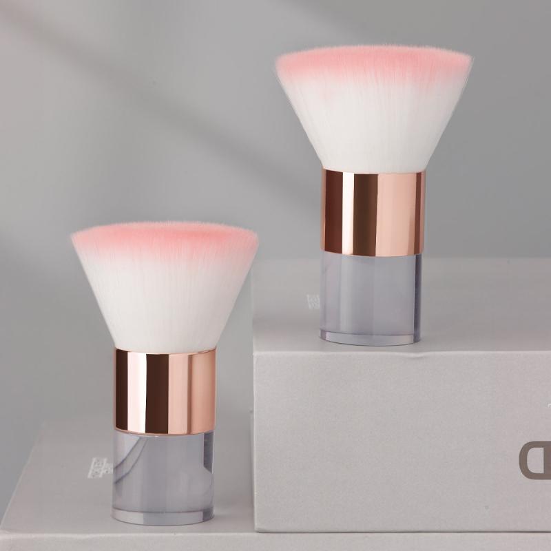 ブラシ フェイスブラシ チークブラシ パウダーブラシ 多機能 メイクブラシ 化粧ブラシ 人工繊維 アルミ 透明 ピンク系 携帯用