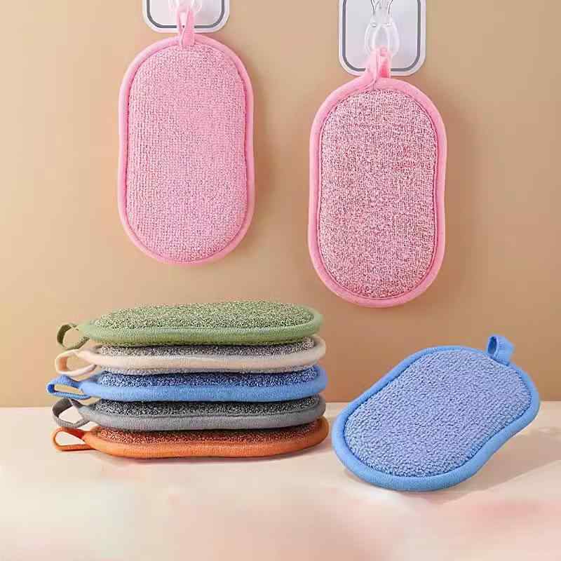 キッチンスポンジ 食器洗いスポンジ 両面タイプ 鍋 フライパン用 油汚れ落とし 家庭用 研磨剤不