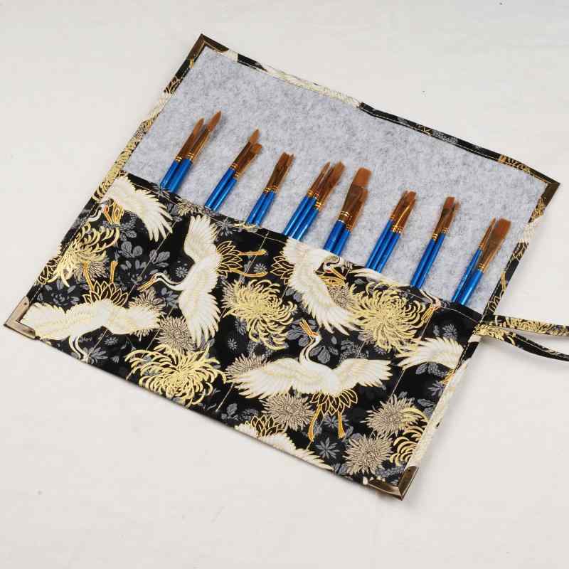 筆入れ 筆巻き レディース メンズ 習字 書道用具 文房四宝 収納ケース 大 小 コットン 秋菊 仙鶴柄 和..