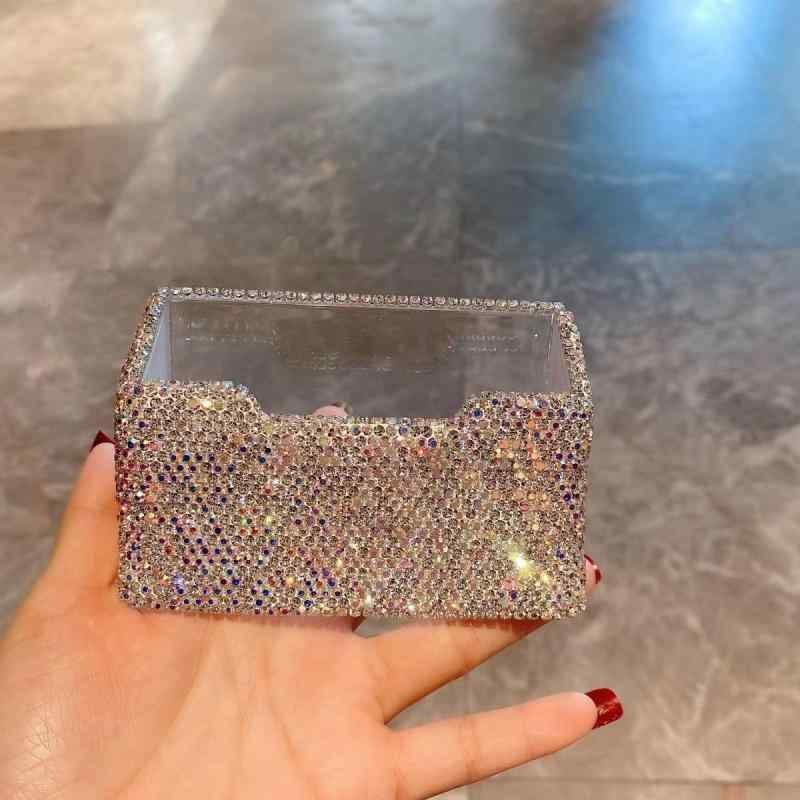 カードケース 名刺ホルダー 卓上 アクリル製 キラキラ ジルコニア付き 豪華 ホテル 会社 受付 デスク用品