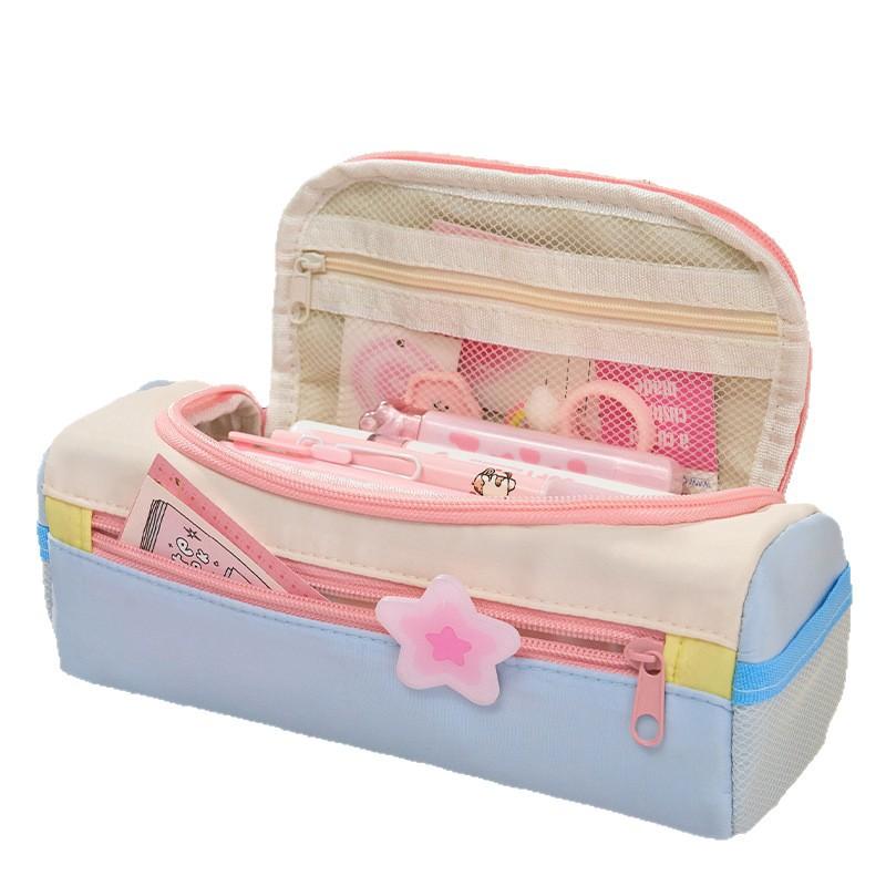ペンケース レディース 学生 手提げ 多機能 文具袋 高見え 小さめ 多層 筆箱 キャンバス地 韓国 かわい..