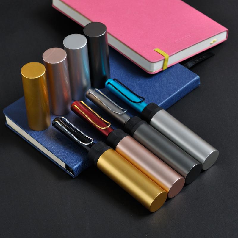 ペンケース レディース メンズ 円筒形 ビジネス ギフト ラッピング 包装 筆箱 無地 メタル ゴールド シルバー グレー シャンパンゴールド(x500)