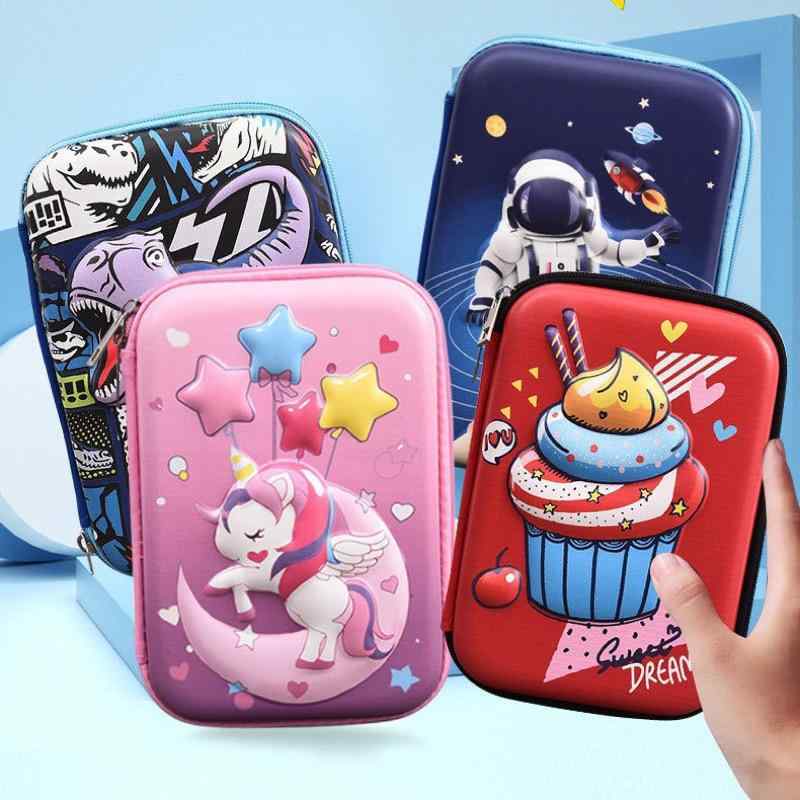 筆箱 キッズ 子供 文具ケース 大容量 防水 3D 立体 宇宙飛行士 ユニコーン 恐竜 車 アニマル かわいい 軽量(x2)