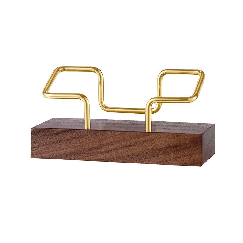 名刺入れ 木製 卓上 カードケース 黒クルミ材 名刺ホルダー 幾何学模様 ゴールド ローズゴールド(x2)