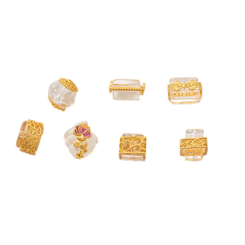 ブレスレット用パーツ S925 銀メッキ 水晶 薔薇 祥雲 角砂糖 スペーサービーズ 文玩 DIY アクセサリー..