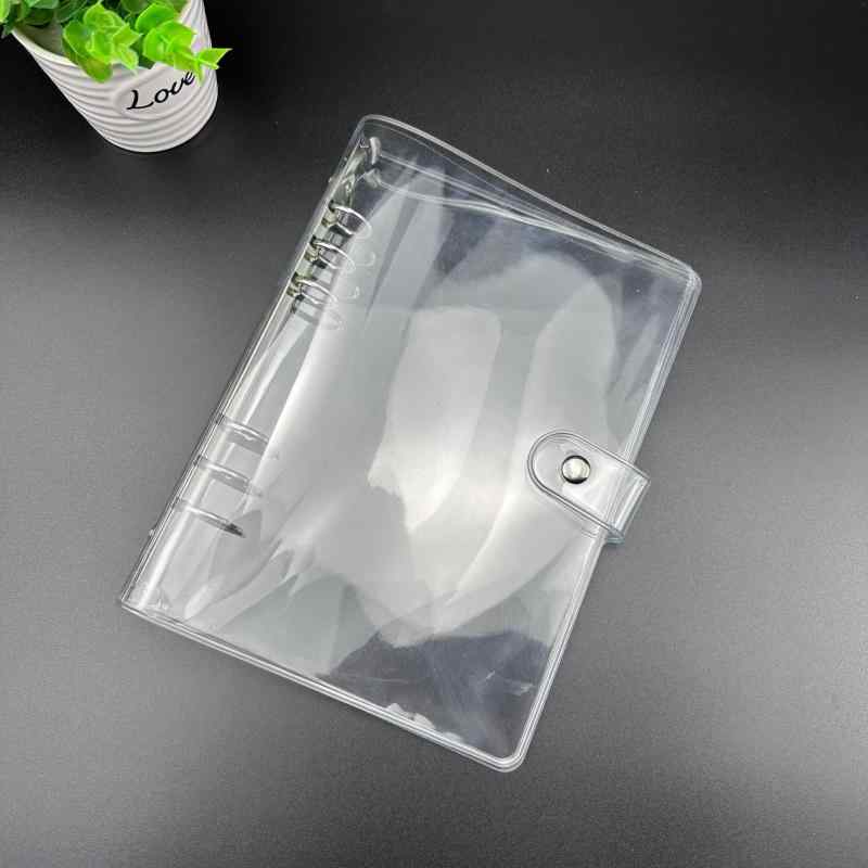 バインダー レディース 韓国 A6 A5 透明 PVC グリッドルーズリーフバインダー リフィル 横罫(x2)