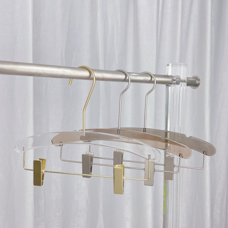 ハンガー レディース アクリル 透明 クリア 衣類ハンガー プラスチック ズボンハンガー 軽量 アパレル..