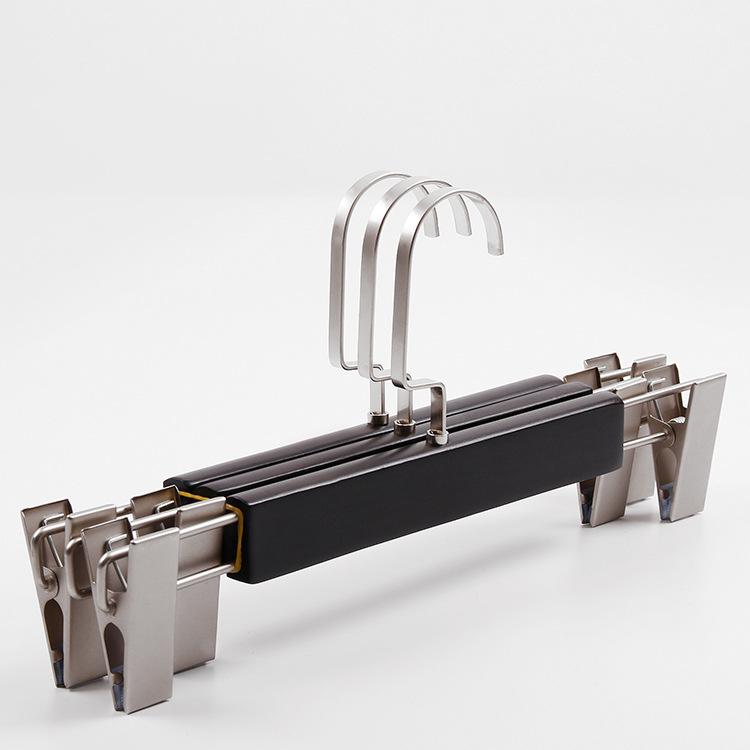 ハンガー メンズ 男性用 パンツハンガー 木製 ズボンハンガー スラックスハンガー スカートハンガー 衣類ハンガー 滑り止め ブラック ..