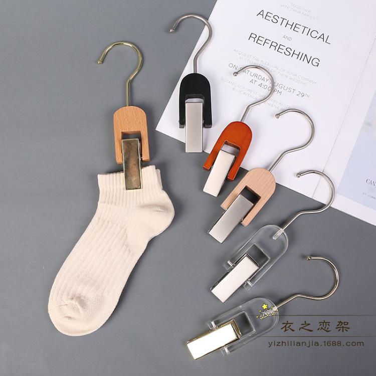 収納クリップ 帽子 靴下 留め具 木製 アクリル 多機能 ハンガー ストール ソックス U型クリップ 衣料品..