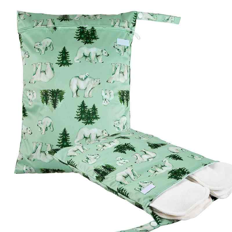 収納袋 防水おむつポーチ ダブルファスナー ポリエステル製 衣類収納 青 40cmx30cm(x2)