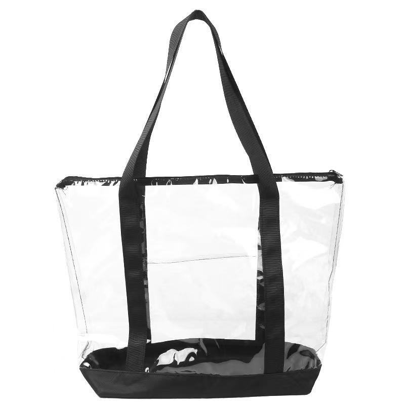 トートバッグ レディース メンズ PVC ハンドバッグ 買い物バッグ エコバッグ スケルトン ビーチバッグ 防水 大容量 トラベル 整理 収納 普段使い(x3)
