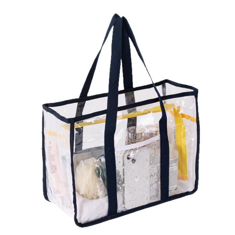 スイミングバッグ レディース メンズ PVC 透明 乾湿分離 旅行 ビーチバッグ 手提げ 折りたたみ可能 防..