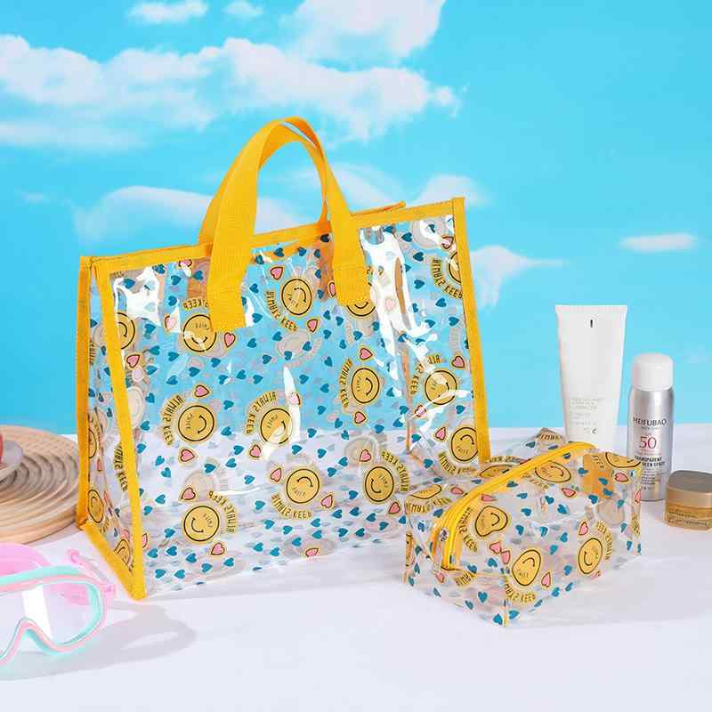 水泳バッグ レディース メンズ ビーチバッグ 透明 PVC ハンドバッグ 防水 大容量 旅行 鞄 衣類 収納 ス..