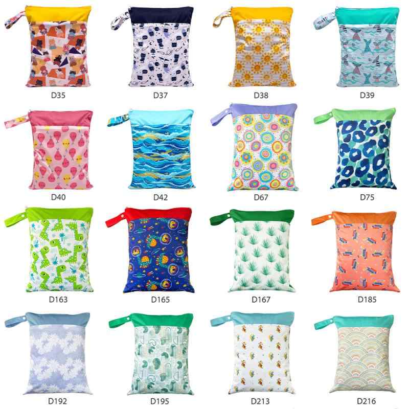 おむつ収納袋 ベビー用 防水収納袋 30×40cm ダブルファスナー 二層式 おむつポーチ 衛生用品 生理用品