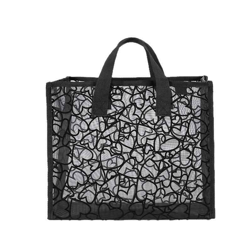 トートバッグ レディース 旅行 洗漱用品 化粧品 ビーチバッグ 植毛 メッシュ 網状 大容量 ヒョウ柄 ハ..
