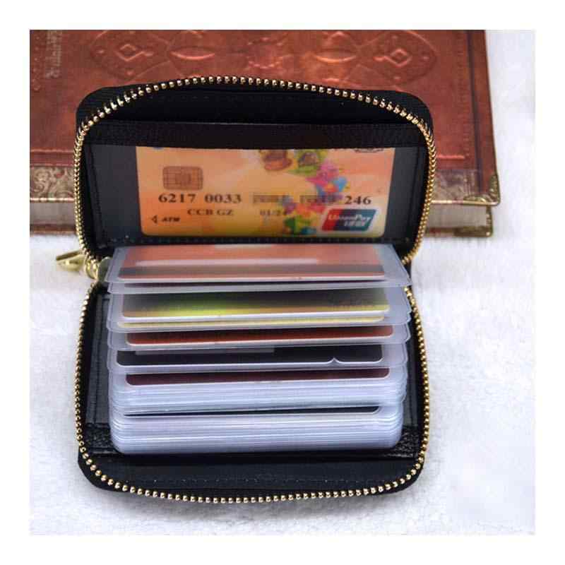 カードケース レディース 大容量 革 牛革 カード入れ カードホルダー ファスナー付き レザー 無地(x3)