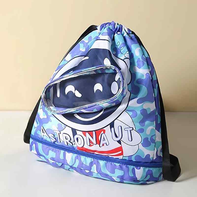 リュック キッズ 子供用 巾着袋 ランドリーバッグ ナップサック プールバッグ 海水浴 乾湿分離 防水 大容量 旅行 洗濯物 下着 靴