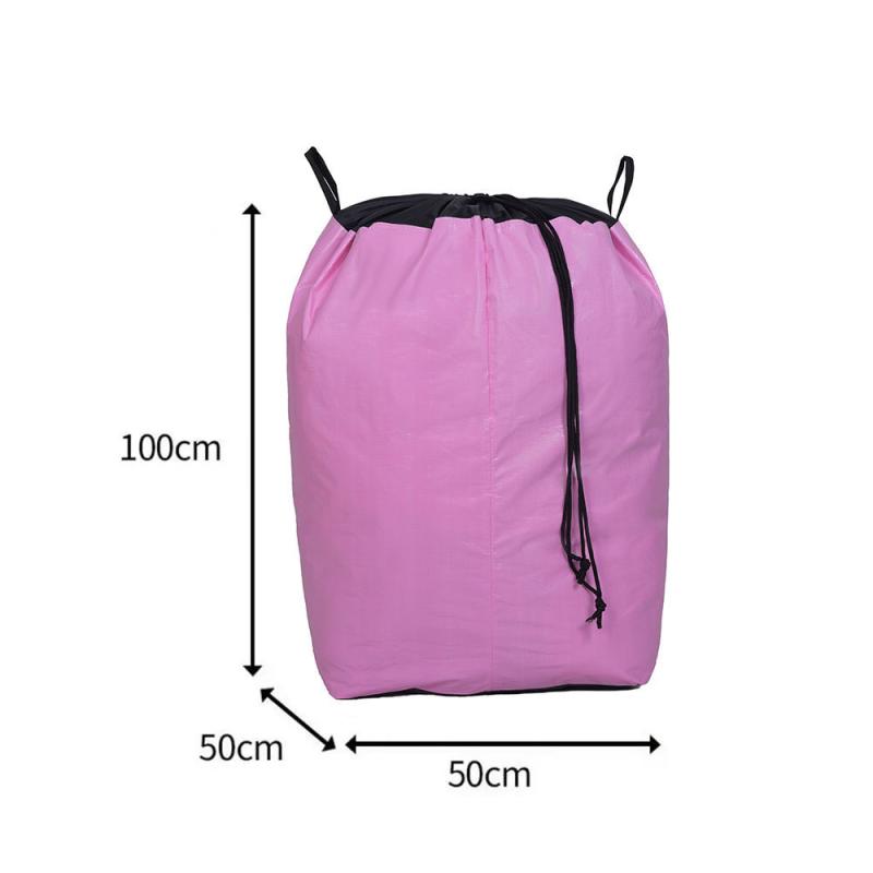 収納袋 引っ越し用 特大容量 PE製 丈夫 ランドリーバッグ 布団収納 衣類収納 防水 大容量 キューブ型 巾着型 グレー ピンク ブルー