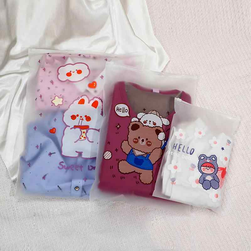 トラベルポーチ ベビー 衣類 収納袋 防水 EVA製 旅行用 洗面用具 下着 文具 化粧品 整理 小分け袋 かわいい アニマル柄(x50)