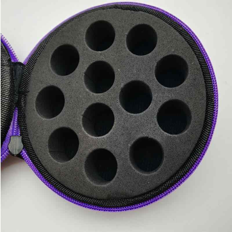 化粧ポーチ レディース メンズ 精油収納ケース PUレザー 携帯用 小型 円筒型 10本 12本 パープル 旅行..