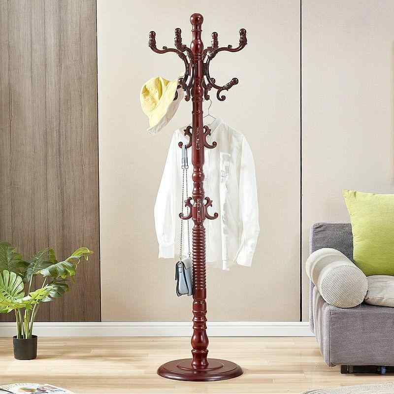 ハンガーラック 木製 コートハンガー 玄関ハンガー 寝室 リビング 居間 多機能 風 収納棚付き レッドブラウン アイボリー