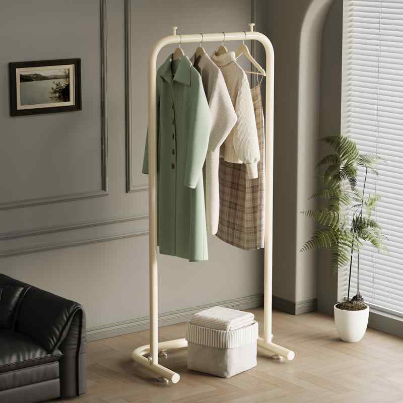 ハンガーラック 室内物干し 部屋干しスタンド 衣類収納ラック コートハンガー 帽子掛け 鞄掛け 玄関収納 リビング 寝室 阳台 金属製 クリームホ...