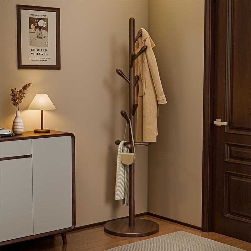 ハンガーラック 木製 おしゃれ 室内物干し 部屋干し スタンド コートハンガー 帽子掛け 洋服掛け 北欧風 スリム コンパクト 省スペース 玄関 リビング 寝室...