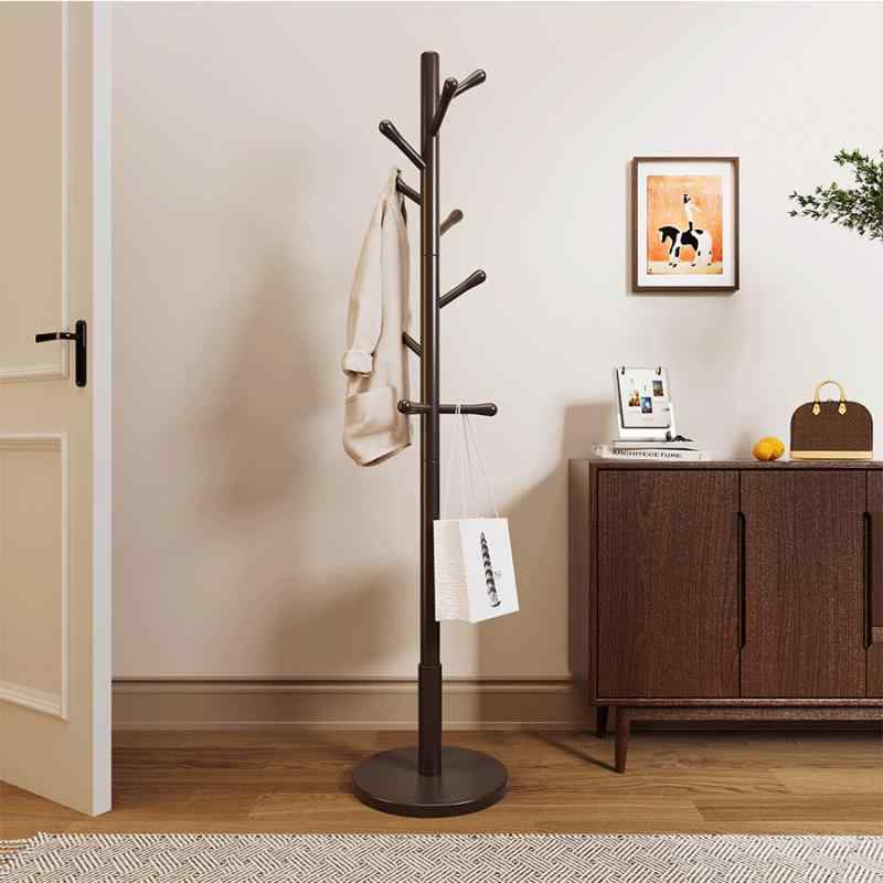ハンガーラック 木製 衣類収納 帽子掛け 鞄掛け スタンド式 コートハンガー 寝室 リビング 多機能 胡桃色 白 原木色 北欧