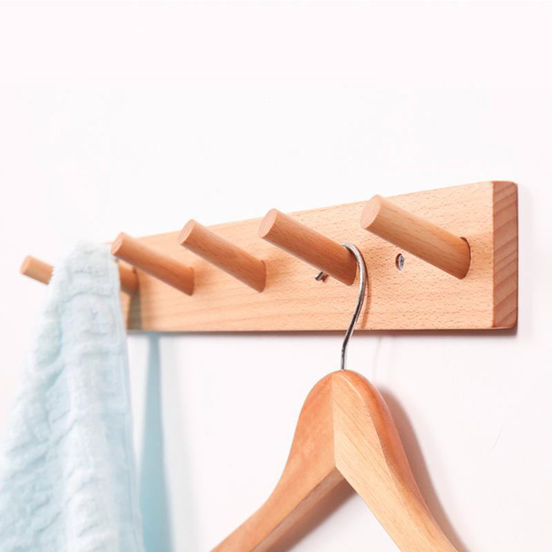 ハンガー 実木 壁掛けフック 木製 ドアフック 玄関 コートハンガー コート掛け 壁掛け収納 3連 4連 5連 6連