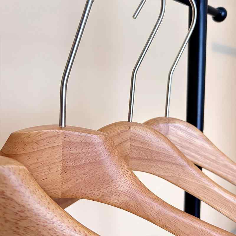 ハンガー 男性用 レディース 衣類ハンガー 木製 厚手 滑り止め 型崩れ防止 ブラウン 丈夫 ホテル 店舗 ..