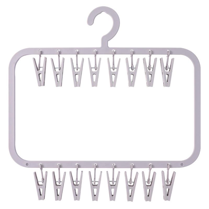 子供用ハンガー 衣類収納 ベビー キッズ 靴下 物干し 多機能 18ピンチ 26ピンチ 2段式 プラスチック製 クリーム ホワイト ピンク