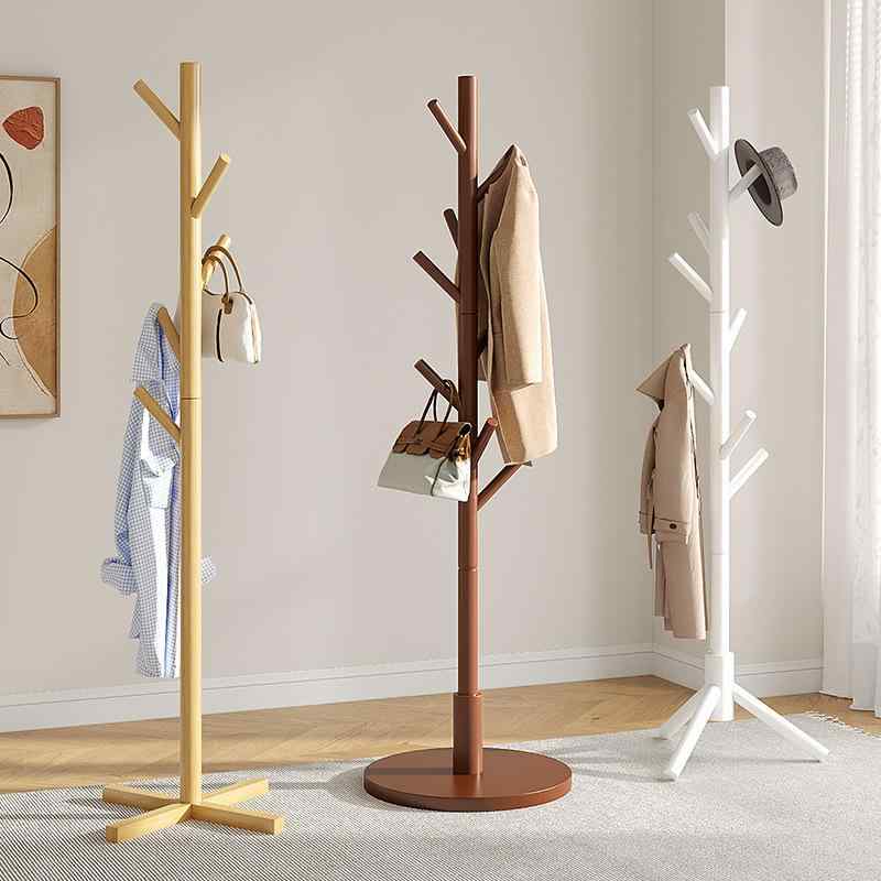 ハンガーラック 木製 ハンガーラック ポールハンガー コートハンガー 玄関ハンガー 寝室 リビング 居間 木目調 胡桃色 バッグ 帽子 収納(x3)