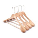 衣類ハンガー 男性用 女性用 木製 ワイドショルダー 型崩れ防止 スーツ ジャケット コート ズボン スラックス スカート用 原木色 レトロカラー(x2)