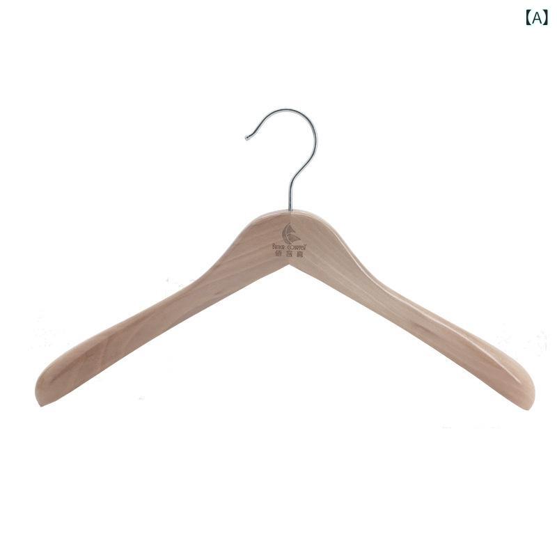 ハンガー 男性用 木製 スーツ ジャケット コート 型崩れ防止 幅広 肩 厚め 原木色(x10)