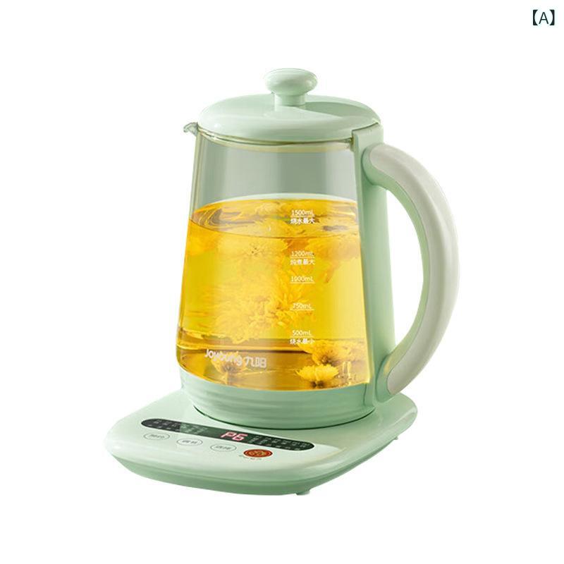 電気ケトル 薬膳ティーポット 15L ガラス 大容量 煮込み 保温 玉簪グリーン(x10)