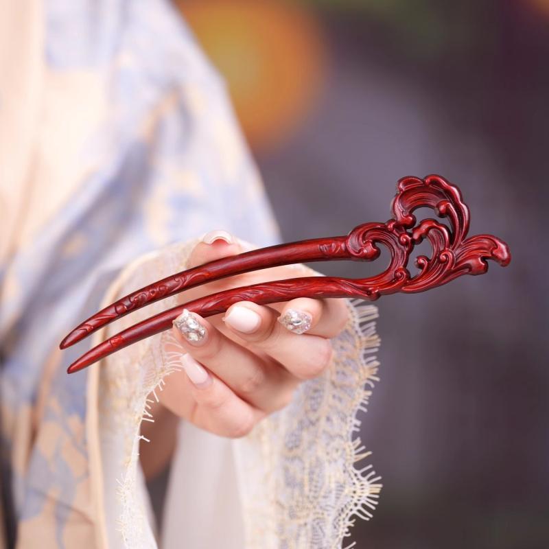 ヘアアクセサリー レディース かんざし 木製 サンダルウッド 古風 ヘアピン おしゃれ エレガント ウェディング パーティー