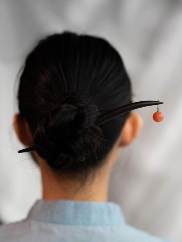 ヘアアクセサリー レディース 石 塩源瑪瑙 黒檀 木製 かんざし 簪 髪飾り ヘアスティック ヘアピン 和..