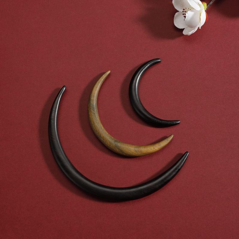 かんざし レディース ヘアアクセサリー 黒檀 緑檀 木製 簪 和装 髪飾り リーフモチーフ レトロ ビンテージ(x2)