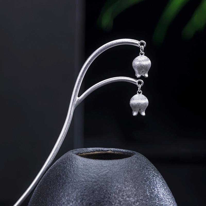 ヘアアクセサリー レディース 簪 かんざし 古風 チャイナドレス 髪飾り 銀メッキ スズラン 花 エレガン..