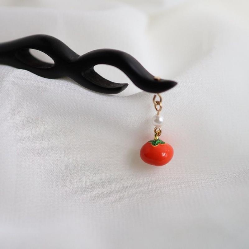 ヘアアクセサリー レディース 古風髪飾り 簪 かんざし 黒檀 ブラック ナチュラル 柿モチーフ 幾何学模..