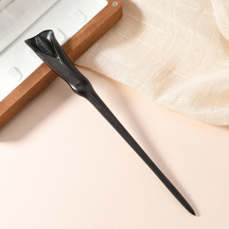 ヘアアクセサリー レディース 古風 花柄 彫刻 黒檀 かんざし 馬蹄 蓮 チャイナドレス 夜会巻き 髪飾り 木製 レッドサンダルウッド