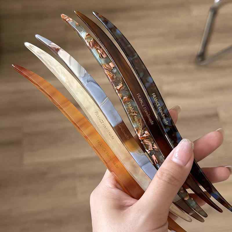 ヘアアクセサリー レディース ヘアスティック 簪 かんざし 髪飾り まとめ髪 幾何学模様 U字型 ブルー 青 ブラウン ピンク グリーン イエロー