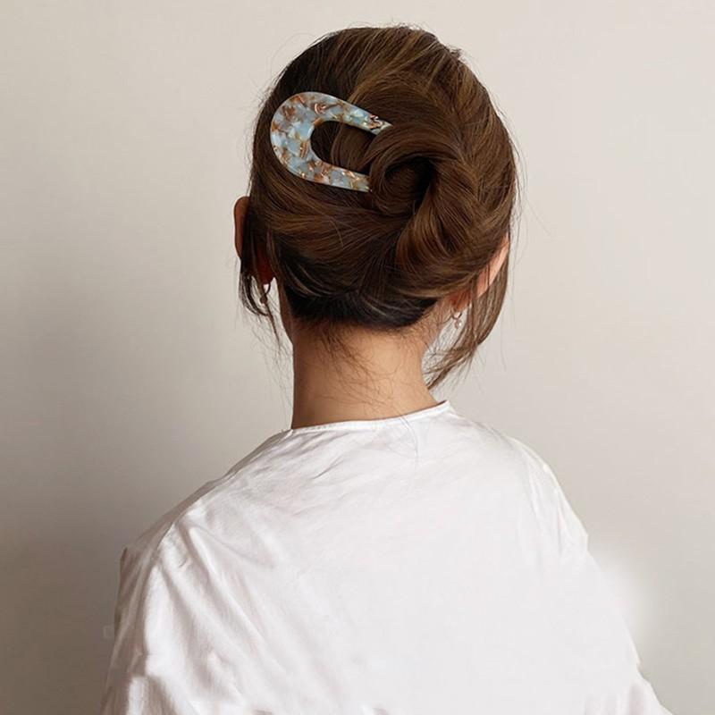 ヘアアクセサリー レディース U字かんざし お団子ヘア 簪 ヘアピン ヘアスティック 酢酸 幾何学模様 エ..