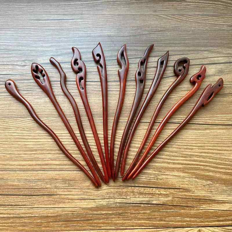 ヘアアクセサリー レディース レトロ 和風 簪 かんざし チャイナドレス 漢服 パーティー 結婚式 卒業式 浴衣 和装 髪飾り 紫檀 花柄 上品 エレガント(x...